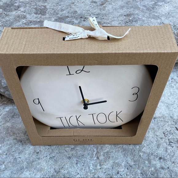 Rae Dunn Tick Tock Wall Ceramic Clock - Picture 2 of 5